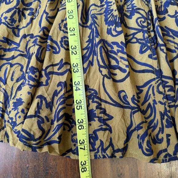 PERUVIAN CONNECTION Mini Dress Brown Blue Floral Puff Sleeve Boho - Picture 13 of 13
